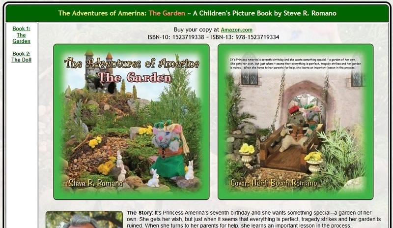 The Adventures of Amerina website design