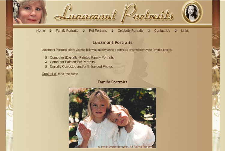 Lunamont Portraits website design