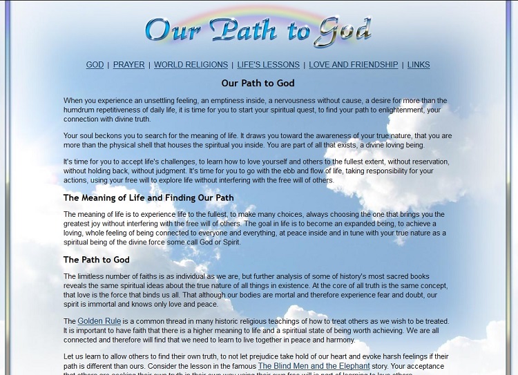Our Path to God website design