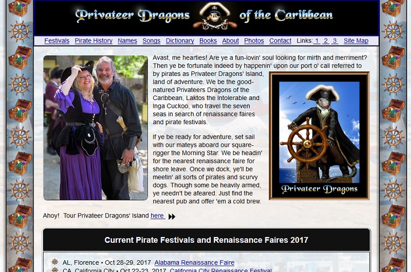 Privateer Dragons of the Caribbean website design