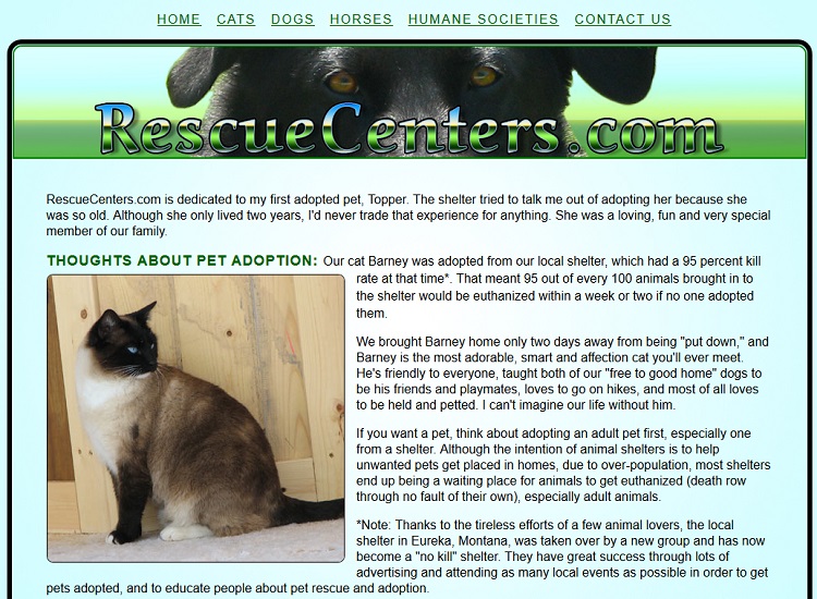 Rescue Centers website