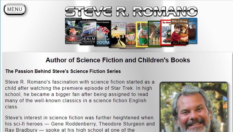 Steve R. Romano author website design