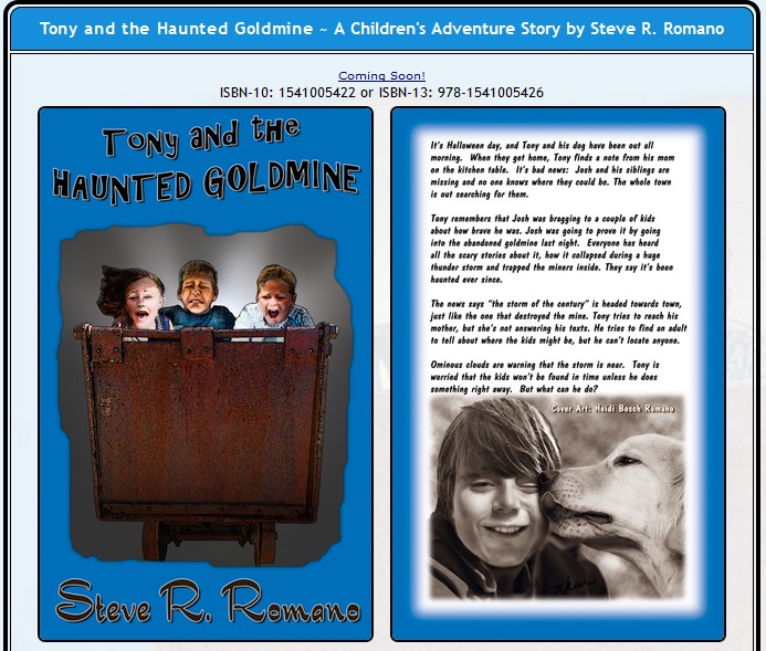 Tony and the Haunted Goldmine website design